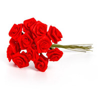 1/2 or 0.5 inch Ribbon Rose, RED  bundle of 12