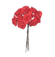 1 inch Ribbon Rose, RED  bundle of 12