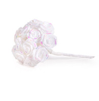 1/2 or 0.5 inch Ribbon Rose, IRIDESCENT WHITE  bundle of 12