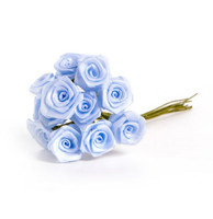 1/2 or 0.5 inch Ribbon Rose, LIGHT BLUE  bundle of 12