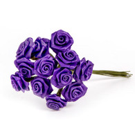 1/2 or 0.5 inch Ribbon Rose, DARK PURPLE  bundle of 12