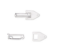 10 Clasp, fold-over, silver-plated copper, 22x7.5mm with tab end