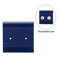 100 Royal Blue Plastic Earring display 1"x1" cards w/velvet flocked front
