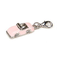 1 Peachy pink/Silver Enamel Car Necklace/Bracelet Charm w/lobster clasp Mix/Mingle