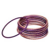 12 Anodized Aluminum bangle bracelets- Purple and Pink, 2.5mm wide, 8 inches