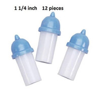 12 Plastic Miniature Baby Bottles Blue 1 1/8 inches Baby Shower Favors