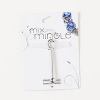 1 European Add a Bead Pendant, Earring Charm or 2.25 inch- Keychain Silver Tone 