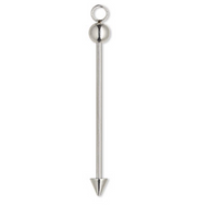 2 European Add a Bead Pendant w/Cone, Earring Charm or 2 inch- Keychain Silver Stainless Steel