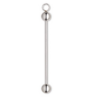 2 European Add a Bead Pendant w/Ball, Earring Charm or 2 inch- Keychain Silver Stainless Steel