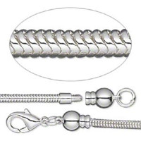 1 Silver plated brass Bracelet, 2.6mm Snake chain, 7 1/2 inches, 3.3mm threaded ball end w/lobster claw clasp