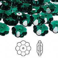 5 Emerald Green Swarovski® crystal Bead, Marguerite or Margarita Flower, 12x4mm