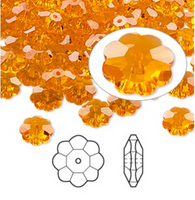 5 Sun or Orange Swarovski Marguerite or Flower Crystal Glass Beads, 8x3mm