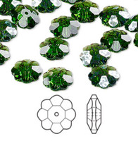 4 White Patina Fern Green Swarovski Marguerite or Flower Crystal Glass Beads, 6x2mm