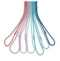 7 Mixed Bright Color 1.5mm Ball Chain Necklace, 18 inch with 35 Ball Chain Connector