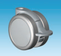 75mm soft twin wheel castor with total lock brake and choice of stem in Grey Colour