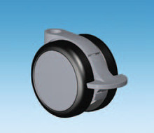 65mm Soft Wheel Braked Castor in Grey with a choice of stem