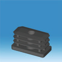 50mm x 25mm M10 Threaded Rectangular Insert.  Push into a rectangular tube and use with an adjuster or castor.