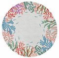 "CATALINA" HAND HOOKED CORAL REEF BORDER RUG - IVORY - 7'6" ROUND RUG - FREE SHIPPING*