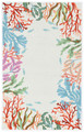 "CATALINA" HAND HOOKED CORAL REEF BORDER RUG - IVORY - 7'6" X 9'6" - FREE SHIPPING*