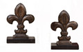 Fleur De Lis bookends cast of iron with a rich antique bronze iron patina.