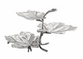 Leaf shape 3 tier serving tray crafted of stainless steel with a lustrous patina
