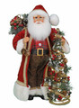 WOODLAND SANTA FIGURINE WITH SACK OF PRESENTS AND LIGHTED TREE