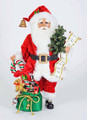 CHRISTMAS DECORATIONS - CANDY CANE SANTA WITH LIGHTED TREE - COLLECTIBLE SANTA FIGURINE