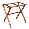 LUGGAGE RACKS -"WESTMINSTER" WOODEN LUGGAGE RACK - LIGHT WALNUT FRAME WITH BROWN NYLON STRAPS