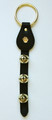 BLACK LEATHER BELL STRAP WITH PAW PRINT CHARM & BRASS PLATED BELLS
