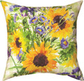 SUNFLOWERS AND WILDFLOWERS INDOOR OUTDOOR THROW PILLOW - 18" SQUARE