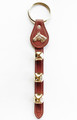  SADDLE BROWN LEATHER BELL STRAP WITH HORSE CHARM & BRASS PLATED BELLS