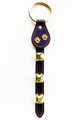 DARK BROWN LEATHER BELL STRAP WITH PAW PRINT CHARMS & BRASS PLATED BELLS