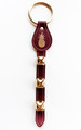 BURGUNDY LEATHER BELL STRAP WITH PINEAPPLE CHARM & BRASS PLATED BELLS