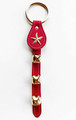 RED LEATHER BELL STRAP WITH STARFISH CHARM & BRASS PLATED BELLS