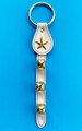 WHITE LEATHER BELL STRAP WITH STARFISH CHARM & BRASS PLATED BELLS