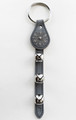 GRAY LEATHER BELL STRAP WITH SNOWFLAKE CHARM AND NICKEL-PLATED BELLS - JINGLE BELLS - SLEIGH BELLS