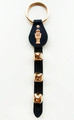 BLACK LEATHER BELL STRAP WITH NUTCRACKER CHARM & BRASS PLATED BELLS - JINGLE BELLS - SLEIGH BELLS