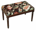 WAVERLY MANOR NEEDLEPOINT UPHOLSTERED BENCH - VANITY BENCH - BROWN FLORAL