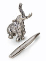 Elephant pen holder crafted of brass with an antique silver-plated finish.