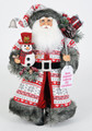 SANTA FIGURINE WITH SNOWMAN AND SACK OF PRESENTS