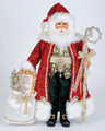 MAGIC OF CHRISTMAS SANTA WITH REGAL STAFF & SACK WITH LIGHTED TREE - COLLECTIBLE SANTA FIGURINE - CHRISTMAS DECORATIONS