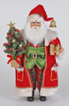 TRADITIONAL SANTA FIGURINE WITH CHRISTMAS GIFT AND LIGHTED TREE