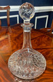 cut crystal ships or captains decanter presents a classic design similar to that of the Waterford Lismore pattern