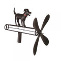 Our wind-powered whirligig kinetic garden sculpture incorporates movement into three-dimensional art. When wind hits the propeller, the black lab wags his tail.