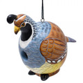 Quail bird house crafted of unendangered Albesia wood and intricately hand painted.