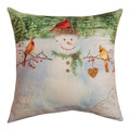 WOODLAND SNOWMAN INDOOR OUTDOOR THROW PILLOW - 18" SQUARE
