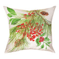 CHRISTMAS GREENERY INDOOR OUTDOOR THROW PILLOW - 18" SQUARE