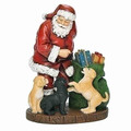 SANTA WITH PUPPY DOGS AND CHRISTMAS PRESENTS HOLIDAY FIGURINE