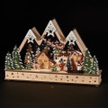 SANTA IN SLEIGH FLYING OVER MOUNTAIN VILLAGE LIGHTED HOLIDAY FIGURINE