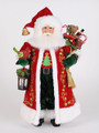 FOLKLORIC SANTA FIGURINE WITH TOY SACK AND LIGHTED LANTERN